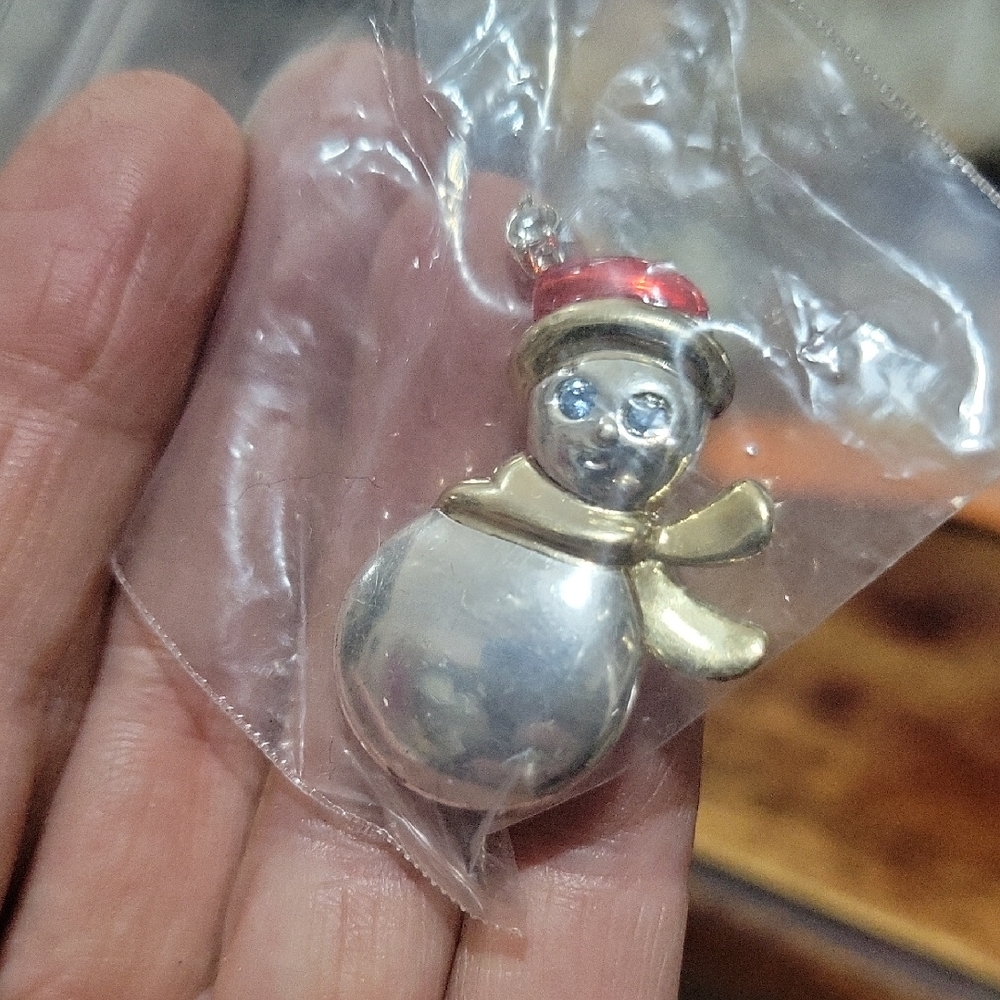 Silver and Gold Snowman Pendant